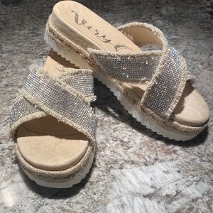 Very G Cross Rhinestone Sandals